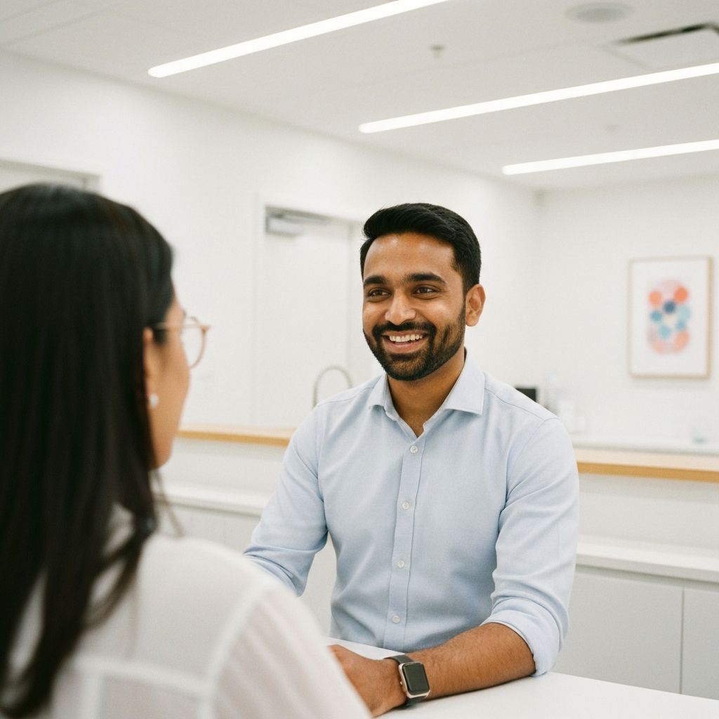 Clinician engaged in conversation with patient while ambient recording captures the session