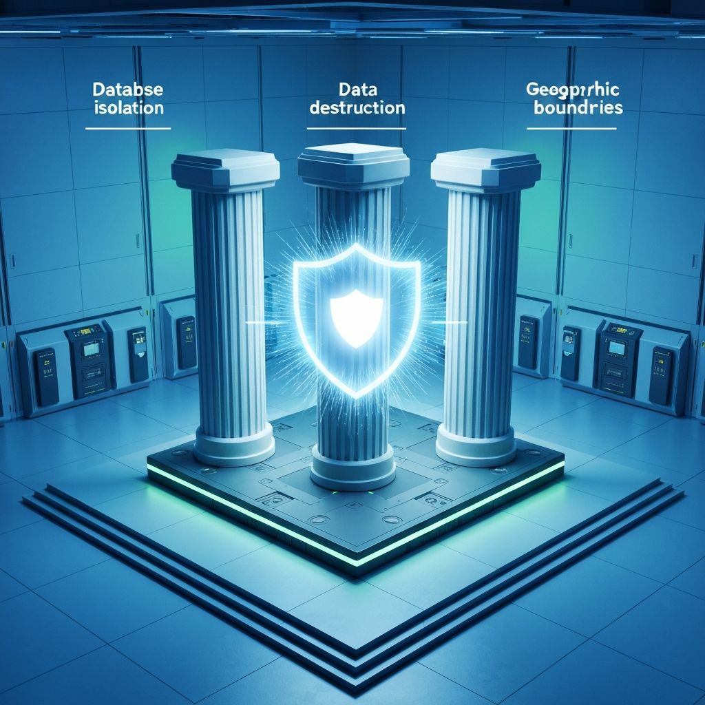 RecovrFlow security architecture with three pillars protecting healthcare data